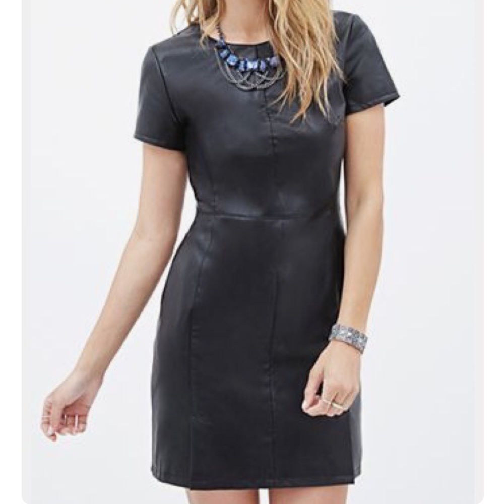 Black Vegan Leather Mini Dress